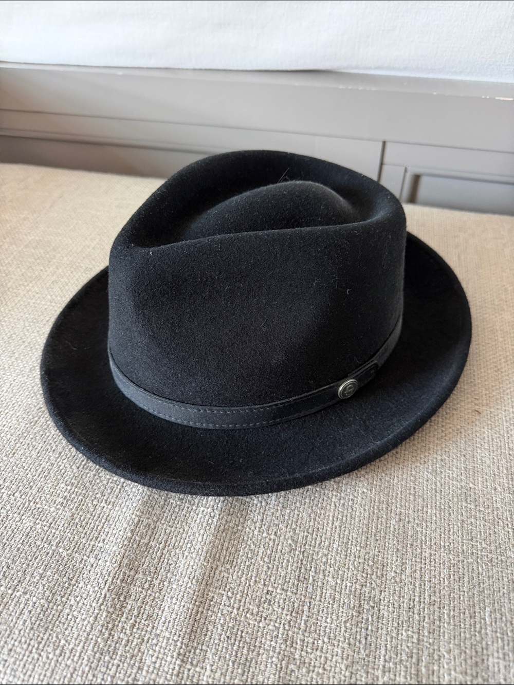 Vintage Stetson Black Fedora Hat with Leather Band